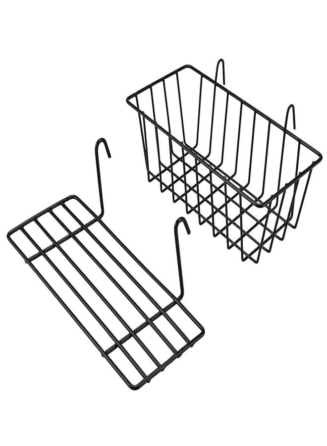 Yaegoo 3 Pack Wire Baskets and Shelves - Hanging Shelf for Wall Grid Panel - Image 2